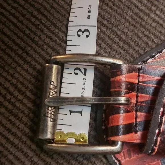 Red Black Wide Leather Waist Belt Size S 30 Vintage Statement Cincher - Picture 7 of 9